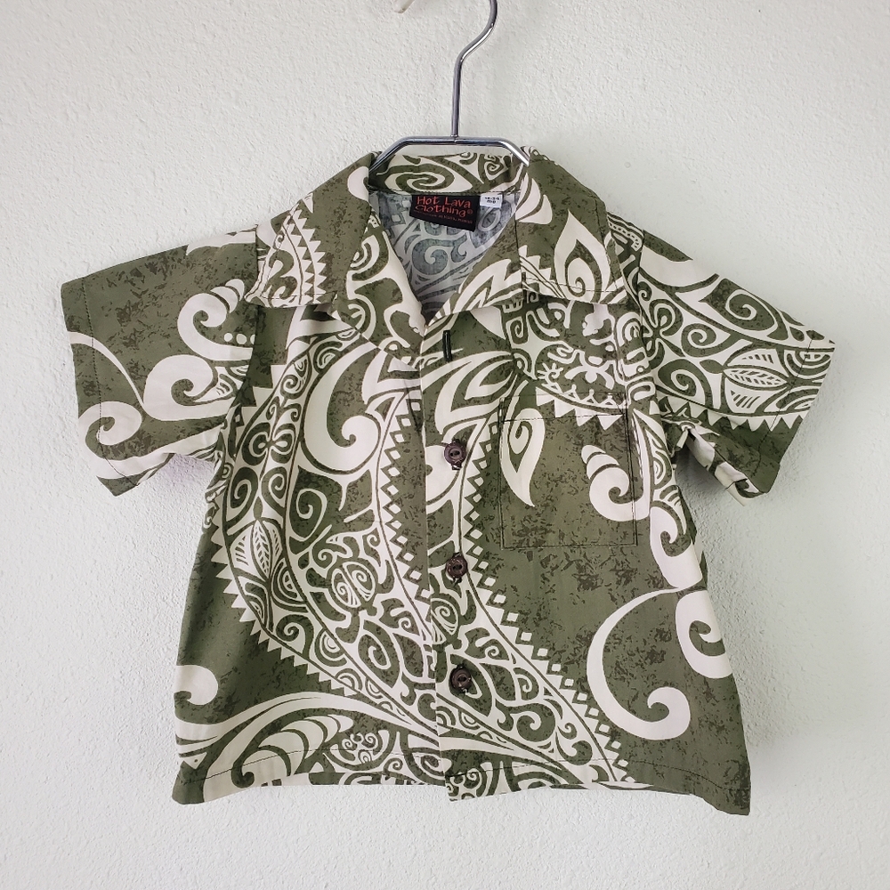 Hot Lava Clothing Kids Green and White Shirt